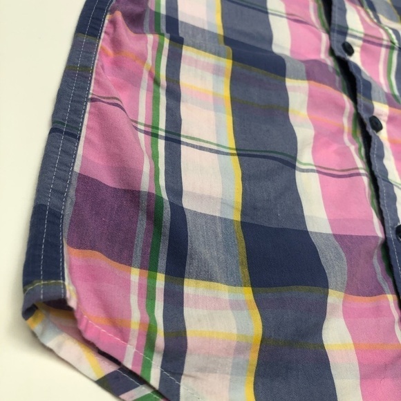 Wrangler Pink Blue Yellow & White Plaid Short Sleeve Button-up Shirt SIZE 6 - Picture 8 of 12